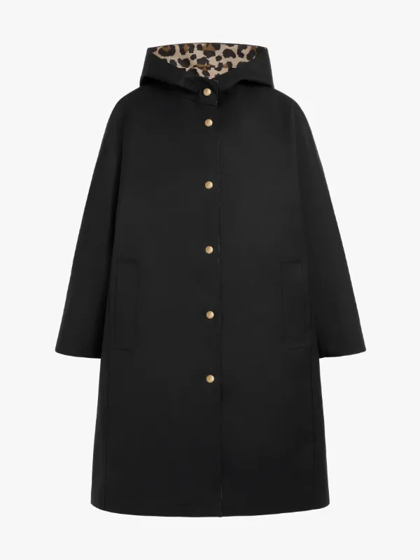 AIRDRIE Black Bonded Wool Hooded Coat | LR-1006