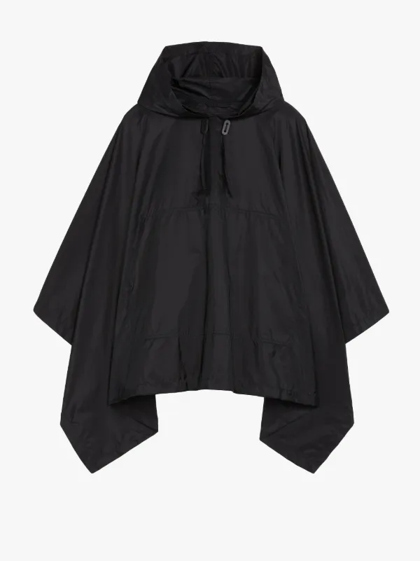 ALNESS Black Nylon Hooded Poncho | LMC-063