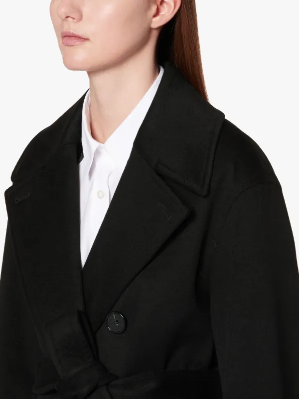 ALNESS Black Storm System Wool Short Trench Coat | LM-1044F