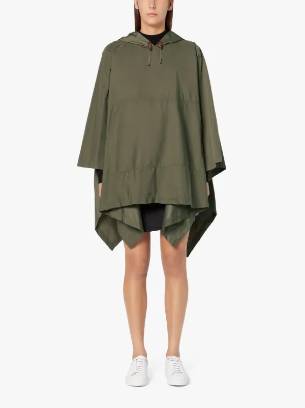 ALNESS Khaki Nylon Hooded Poncho | LM-C063