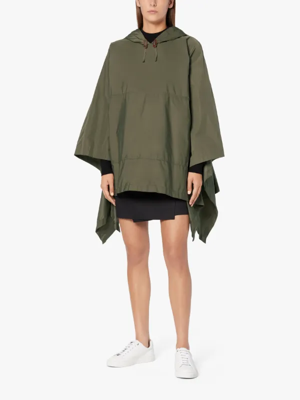 ALNESS Khaki Nylon Hooded Poncho | LM-C063