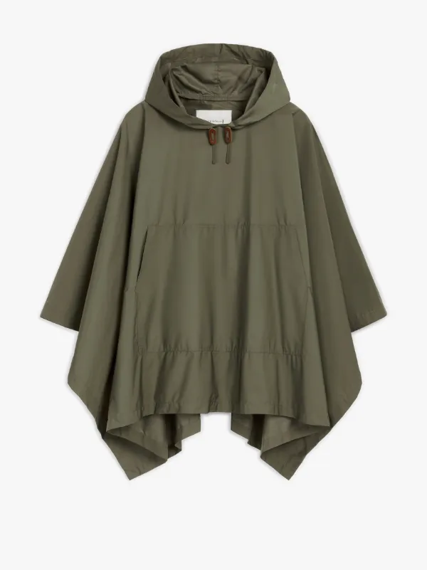 ALNESS Khaki Nylon Hooded Poncho | LM-C063