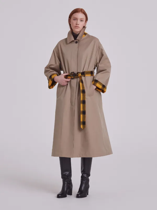 AMULREE Honey Cotton & Virgin Wool Oversized Reversible Trench Coat | LM-1014R