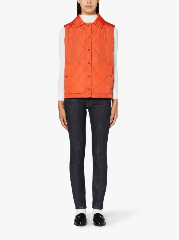 ANNABEL Orange Nylon Quilted Liner Vest | LQV-005