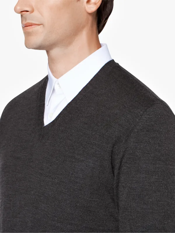 Anthracite Wool V-Neck Sweater | GK-009