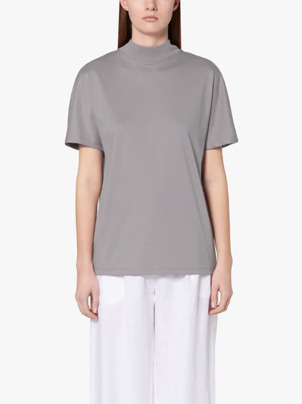 ARDROSS Frost Grey Cotton Mock Neck T-Shirt | WCS-1004