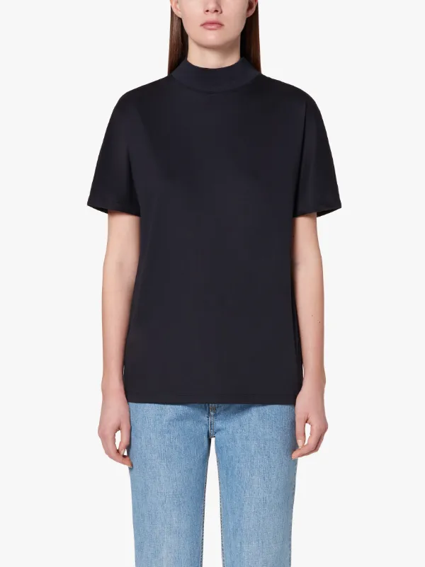 ARDROSS Navy Cotton Mock Neck T-Shirt | WCS-1004