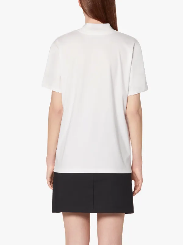 ARDROSS White Cotton Mock Neck T-Shirt | WCS-1004