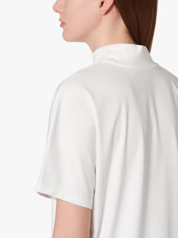 ARDROSS White Cotton Mock Neck T-Shirt | WCS-1004