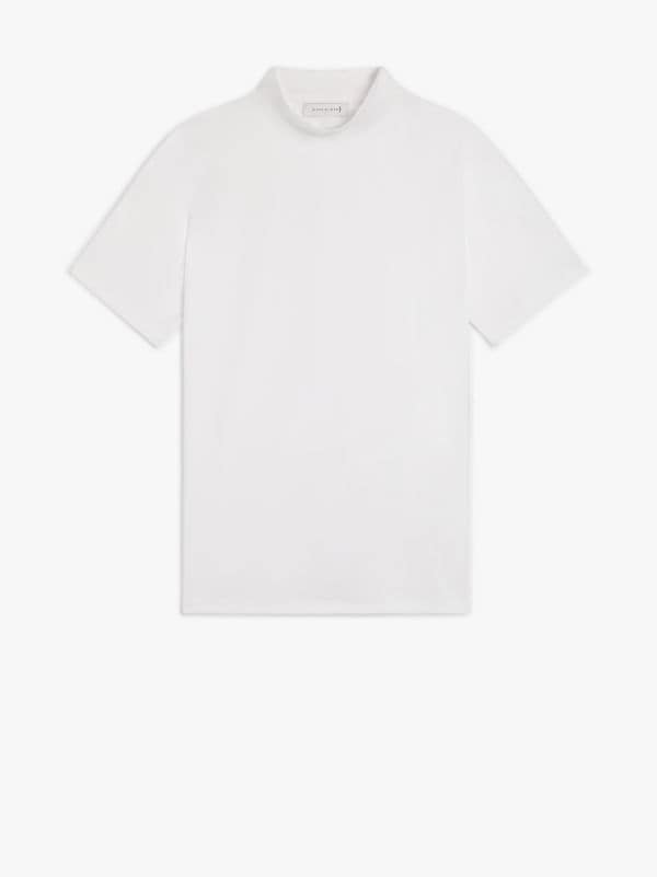 ARDROSS White Cotton Mock Neck T-Shirt | WCS-1004