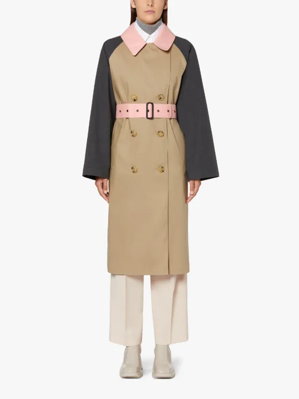 AVA Fawn Colour Block Bonded Cotton Trench Coat | LRF-300