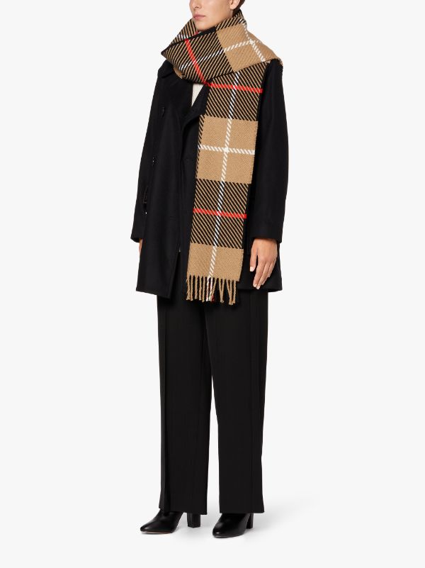 Barclay Camel Check Merino Wool & Cashmere Scarf | ACC-022