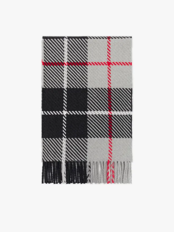 BARCLAY Grey Check Merino Wool & Cashmere Scarf | ACC-022