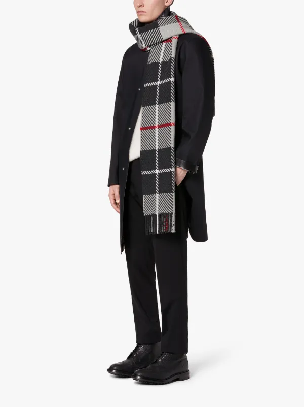 BARCLAY Grey Check Merino Wool & Cashmere Scarf | ACC-022