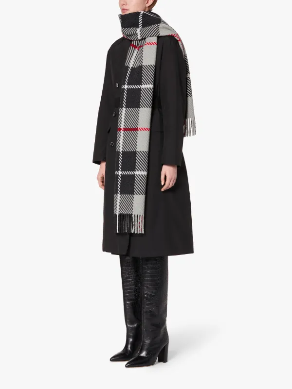 BARCLAY Grey Check Merino Wool & Cashmere Scarf | ACC-022