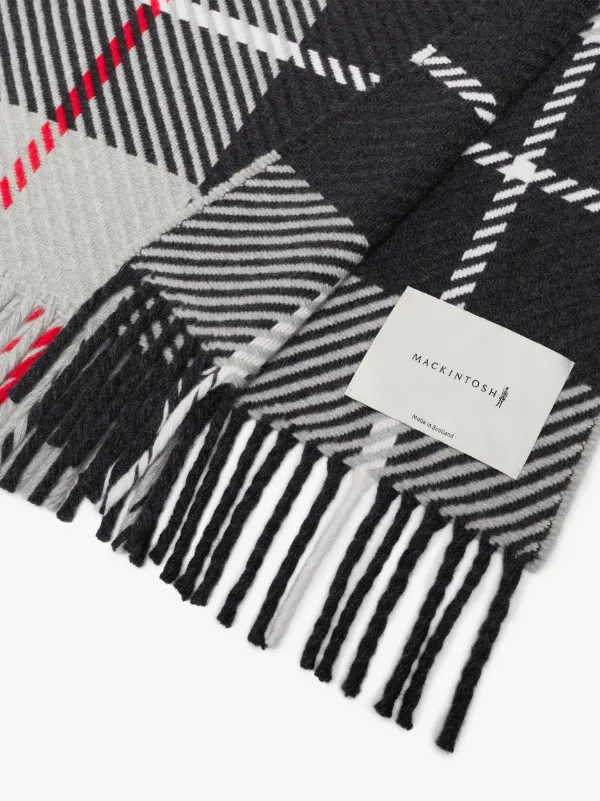 BARCLAY Grey Check Merino Wool & Cashmere Scarf | ACC-022