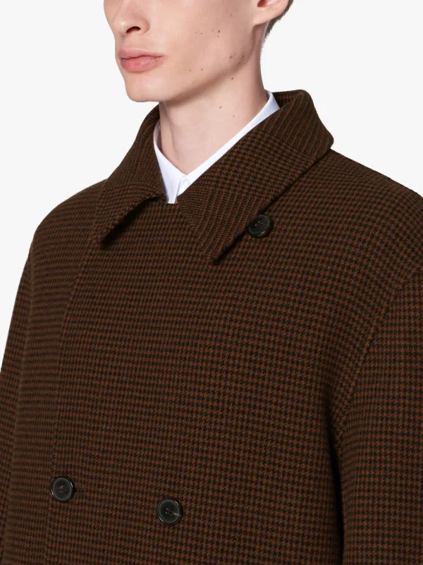 BARRHEAD Brown Check Wool Reversible Double Breasted Coat | GM-1028RH/J