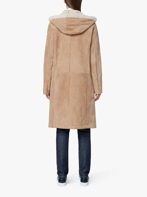 Beige Shearling Duffle Coat
