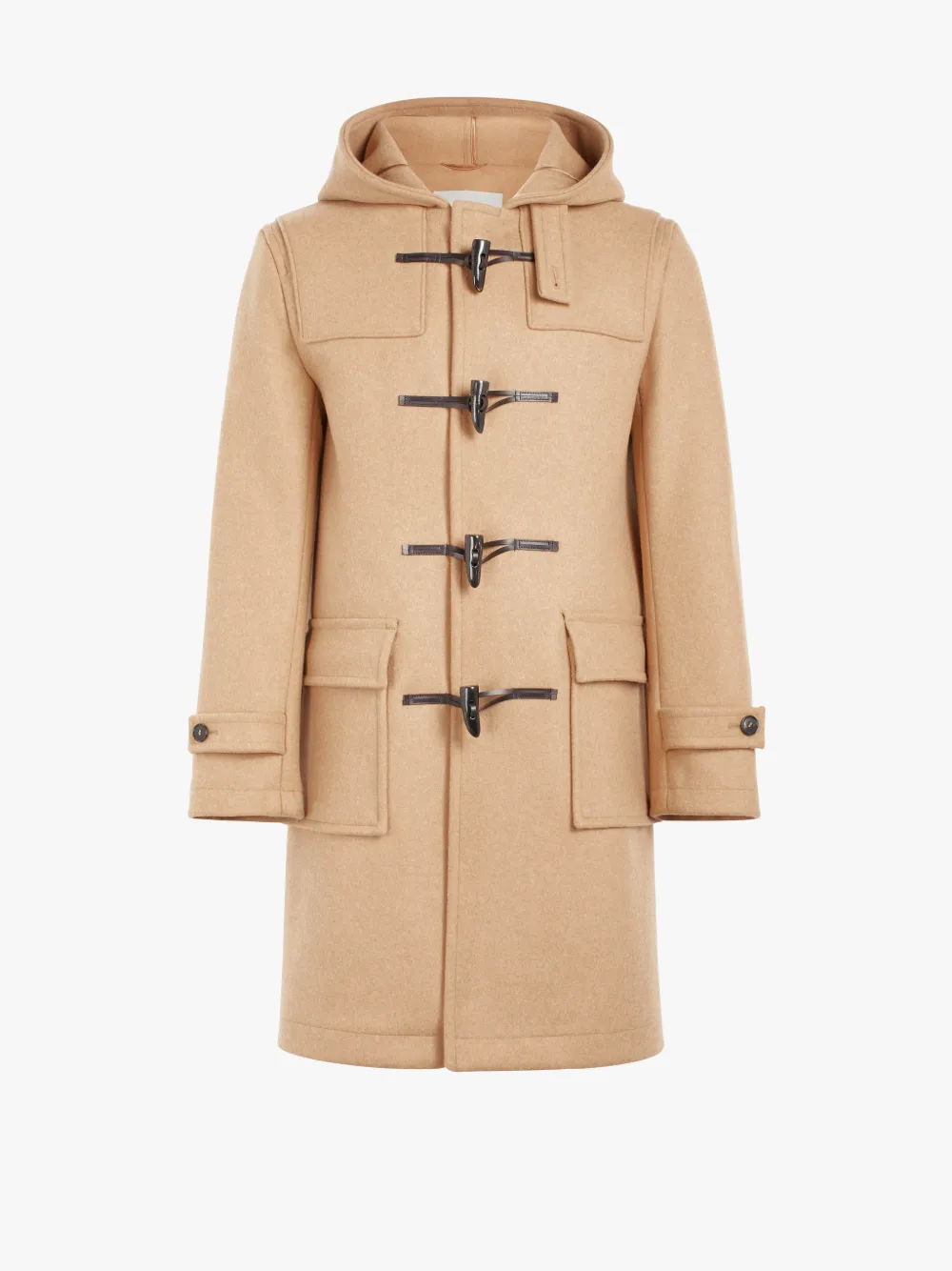 beige duffle coat