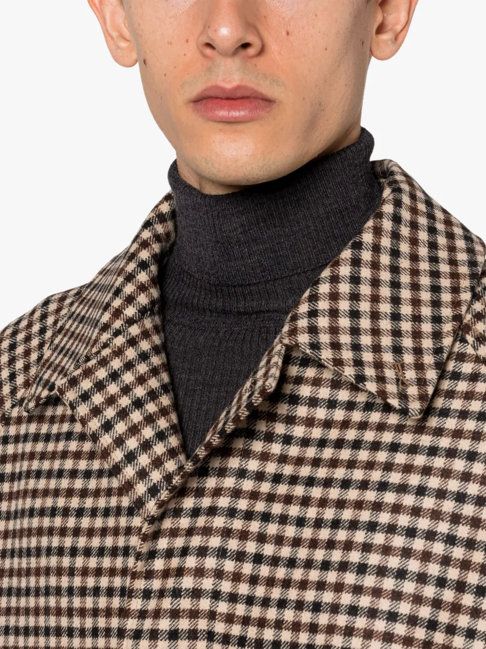 LIDNM（リドム）の「BRITISH CHECK BALMACAAN COAT（ステンカラーコート）」 - WEAR