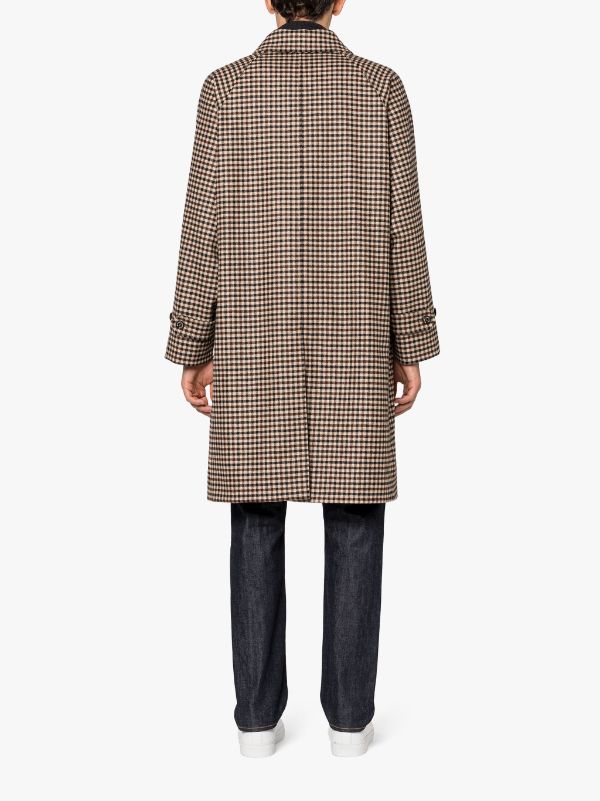 BELFORD Brown Shepherd Check Wool Balmacaan Coat