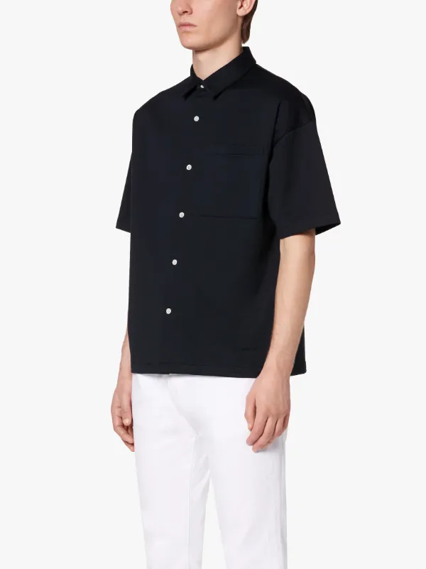 BERRIEDALE Navy Cotton Oversized Polo Shirt | GCS-1006