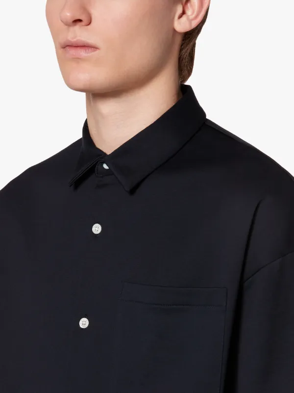 BERRIEDALE Navy Cotton Oversized Polo Shirt | GCS-1006