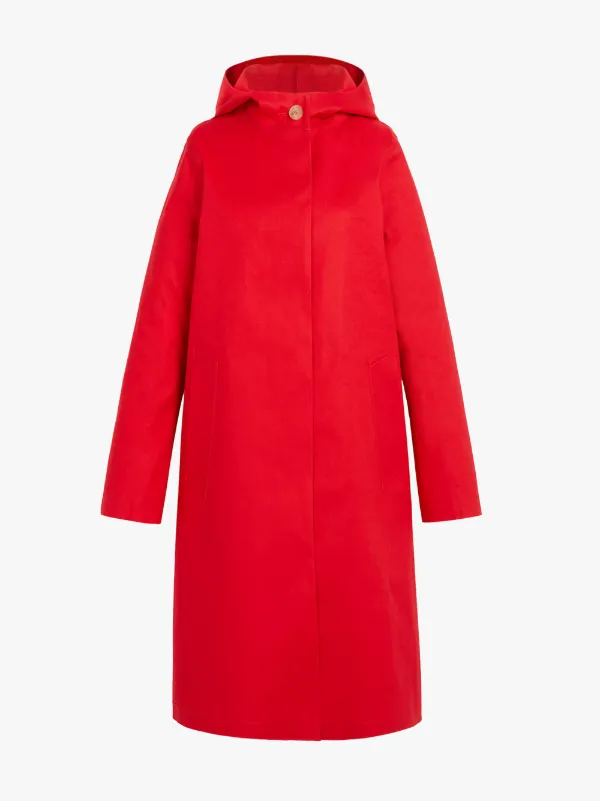 Berry Red Bonded Cotton Hooded Coat LR-021