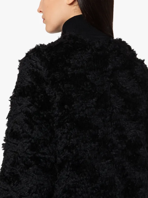 BETTYHILL Black Mohair Colarless Fur Jacket | LM-1002F