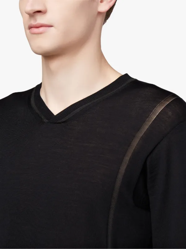 Black 0002 V-Neck Sweater | Mackintosh