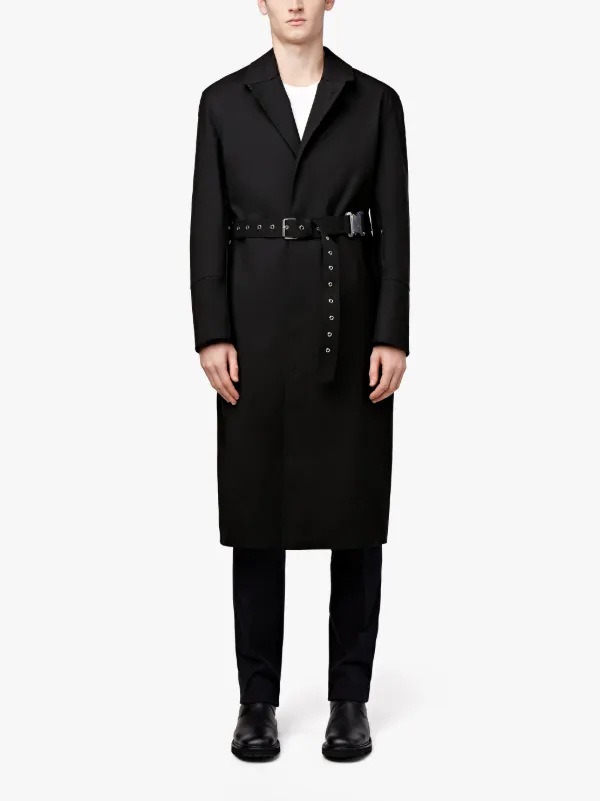 Black Bonded Cotton Belted Coat