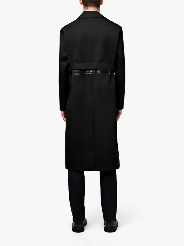 Black Bonded Cotton Belted Coat