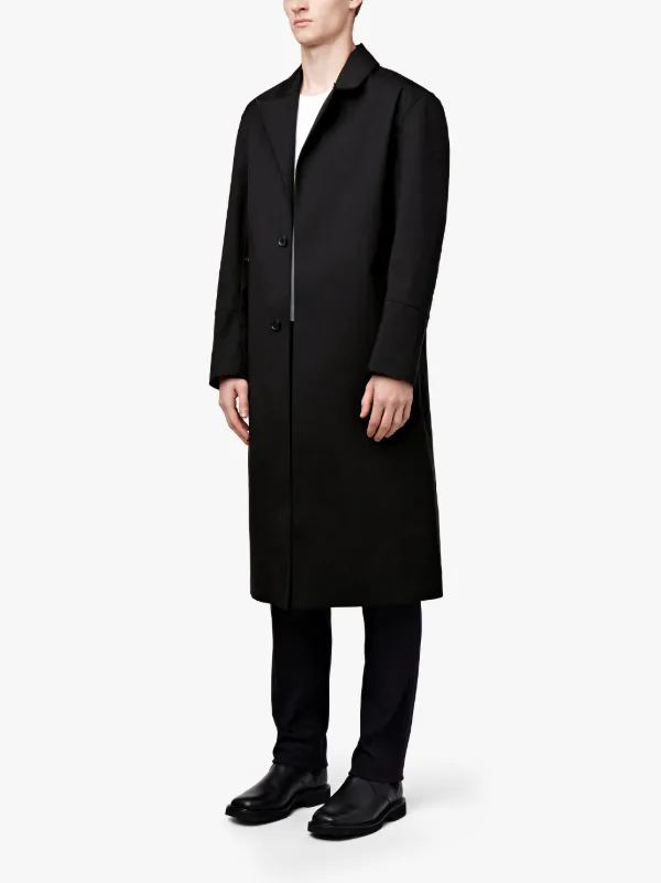 Black Bonded Cotton Belted Coat