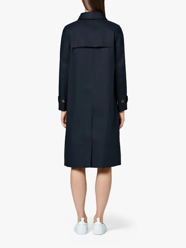 Black Bonded Cotton Fly-fronted Trench Coat