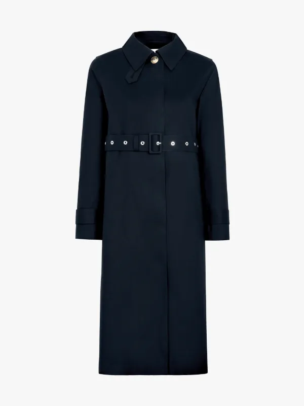 Black Bonded Cotton Fly-fronted Trench Coat