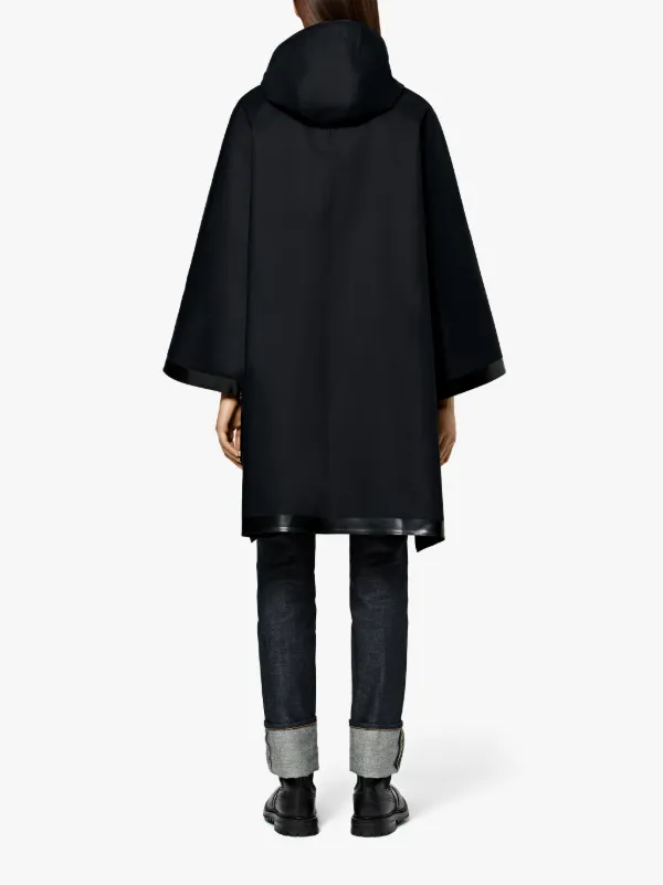 Black Bonded Cotton Hooded Poncho LR-088