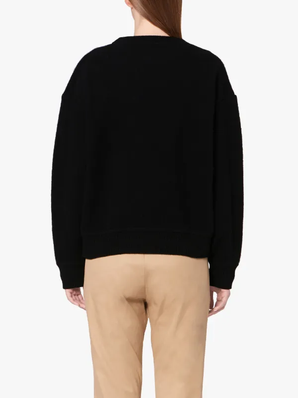 Black Cashmere Blend Crewneck Sweater | WCS-1003