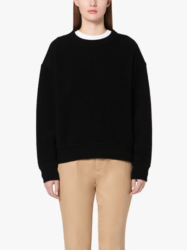 Black Cashmere Blend Crewneck Sweater | WCS-1003