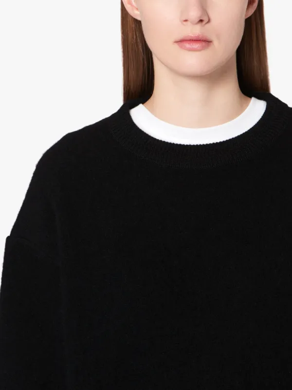 Black Cashmere Blend Crewneck Sweater | WCS-1003