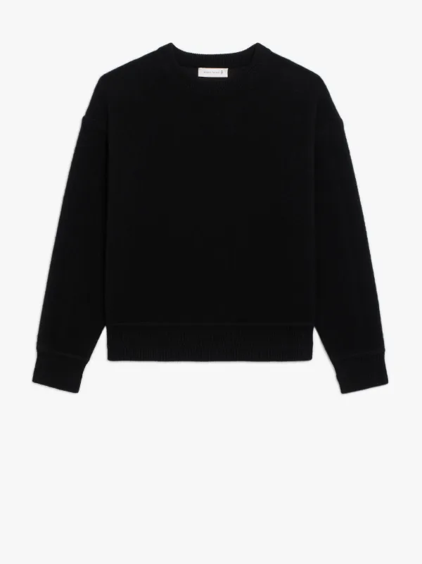 Black Cashmere Blend Crewneck Sweater | WCS-1003