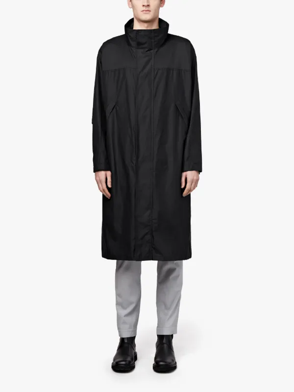 Black Cotton & Silk 0002 Oversized Raincoat