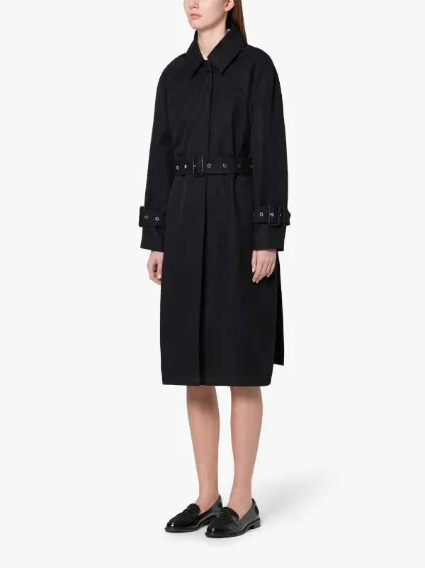 Black Cotton Single Breasted Trench Coat LM-097BS