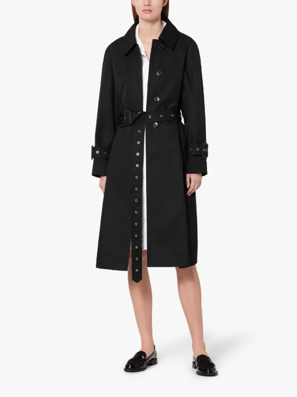 Black Cotton Single Breasted Trench Coat LM-097BS