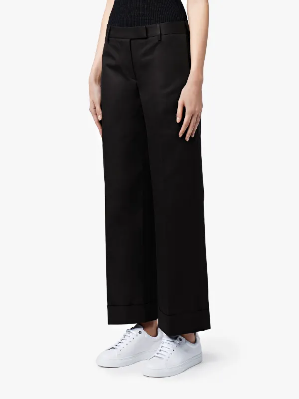 Black Cotton Wide Leg Trousers