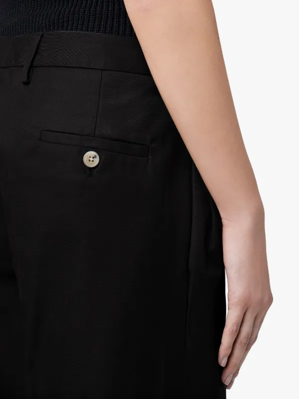 Black Cotton Wide Leg Trousers