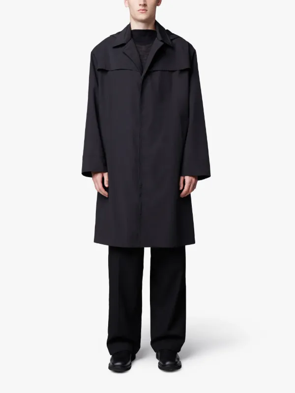 Black Hooded Oversized Wool and Nylon 0001 Parka