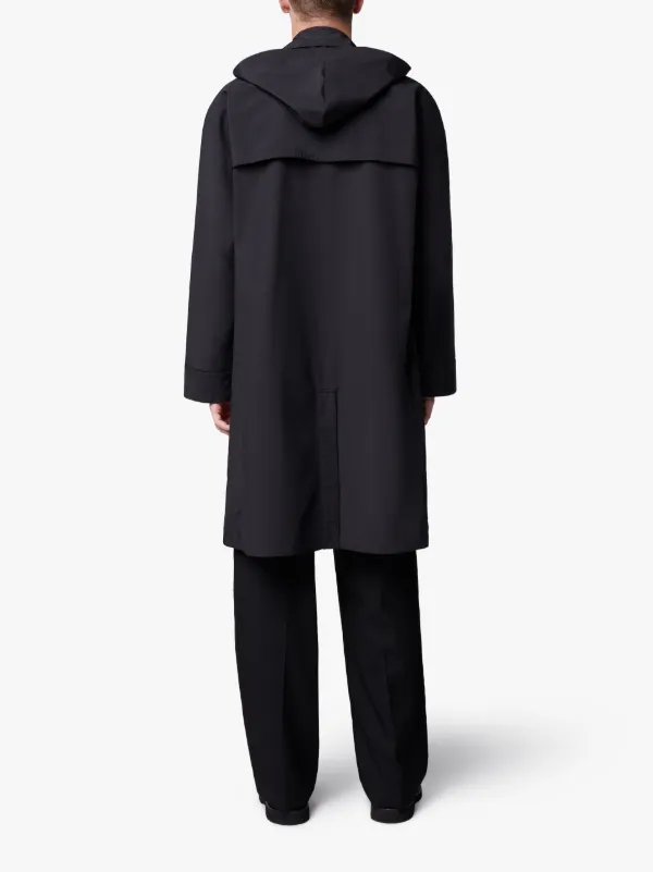 Black Hooded Oversized Wool and Nylon 0001 Parka