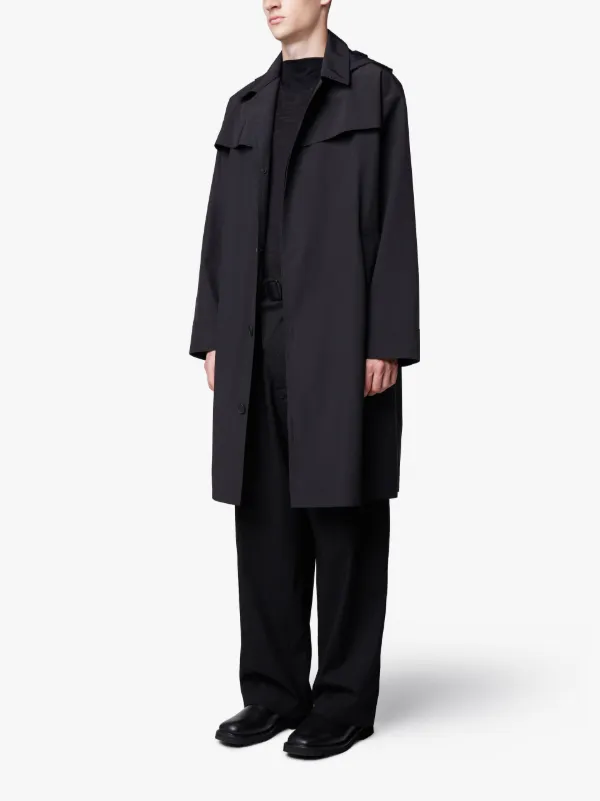Black Hooded Oversized Wool and Nylon 0001 Parka