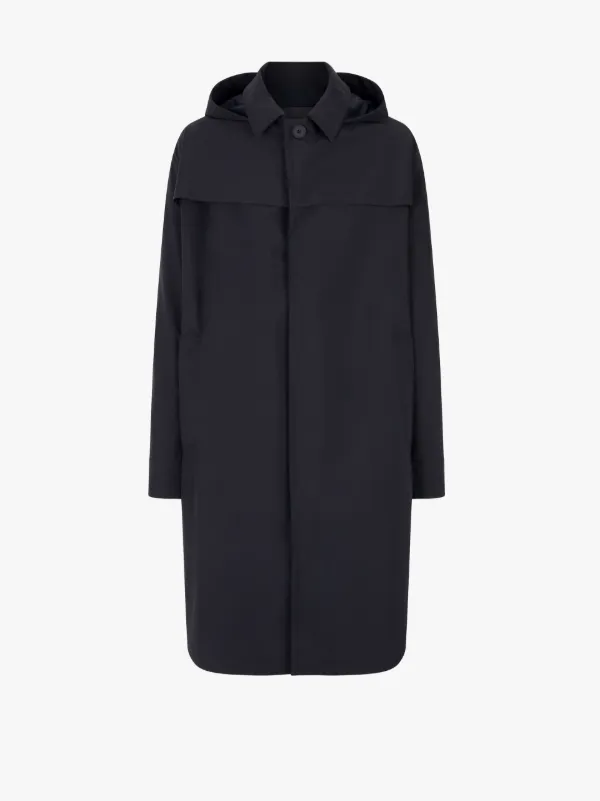 Black Hooded Oversized Wool and Nylon 0001 Parka