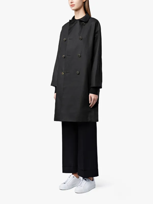 Black Linen Storm System Double Breasted Coat